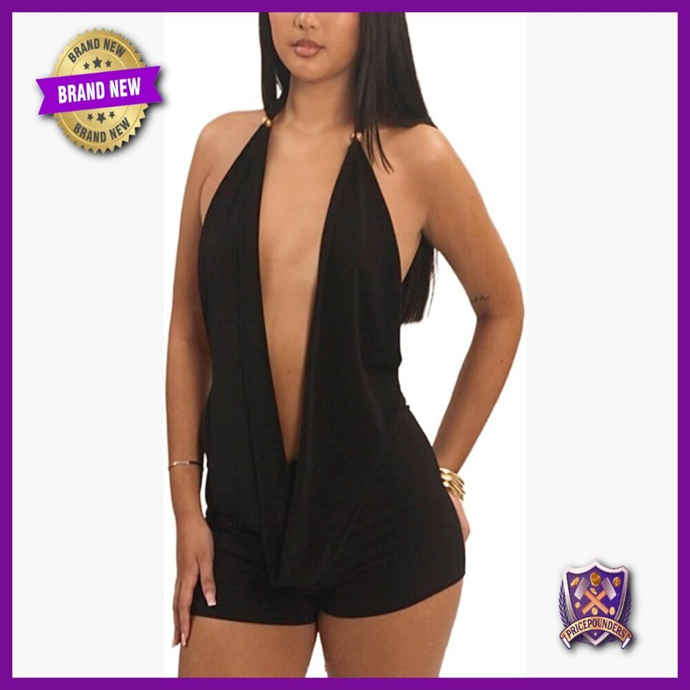 Backless Deep V Top Bodycon Shorts Set Y2K Party Clubwear 2 Piece
